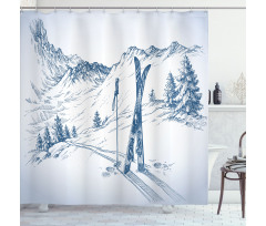 Landscape of Snowy Mountains Shower Curtain