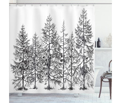 Seasonal Pine Tree Landscape Shower Curtain