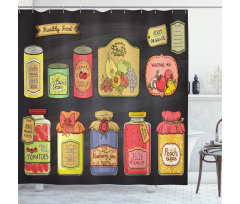 Hand Drawn Can Goods Design Shower Curtain