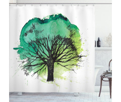 Blended Watercolor Leaf Shower Curtain