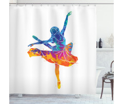 Colorful Ballerina Girl Pose Shower Curtain