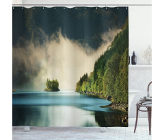 Foggy Mountain Reflection View Shower Curtain