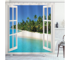 Paradise Island Palm Tree Shower Curtain