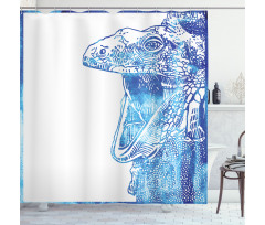 Watercolor Style Blue Animal Shower Curtain