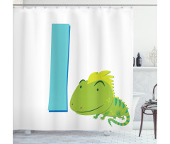 Cartoon Letter I and Animal Shower Curtain