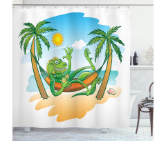 Tropical Holiday Palm Tree Shower Curtain