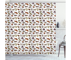 Grasshopper Ladybug Butterfly Shower Curtain