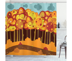 Forest in Autumn Cartoon Shower Curtain