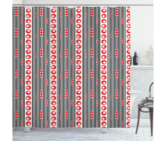 Vertical Stripes Circles Shower Curtain