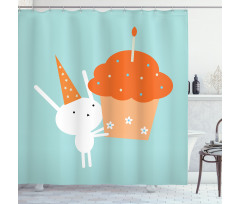 Birthday Bunny Giant Cupcake Shower Curtain