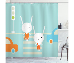 Traffic Rules Boy and Girl Shower Curtain