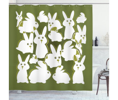 Funny Cartoon Easter Animal Shower Curtain