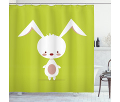 Cartoon Character on Green Shower Curtain