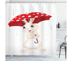 Little Animal with Umbrella Shower Curtain