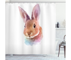 Watercolor Art Rabbit Head Shower Curtain