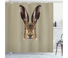 Face of a Wild Hare Realistic Shower Curtain