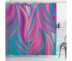 Curved Stripe Pattern Wavy Shower Curtain