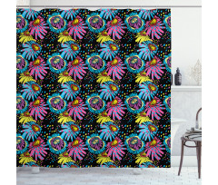 Sixties Colorful Cartoon Shower Curtain