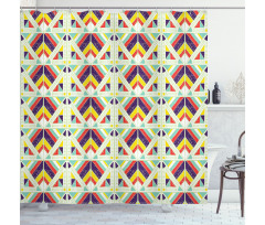 Colorful Stripe and Triangle Shower Curtain