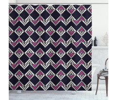 Native Folk Motifs Chevron Shower Curtain