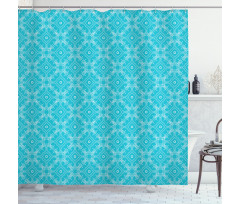 Blue Monochrome Motif Shower Curtain