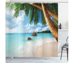Exotic Palm Tree Ocean Shower Curtain