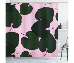 Tropical Foliage on Pink Shower Curtain