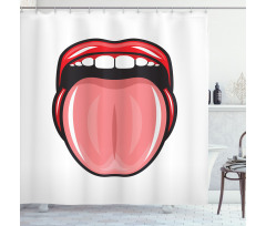 Open Mouth Tongue out Image Shower Curtain