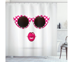 Polka Dot Cat Eye Sunglasses Shower Curtain