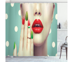 Watermelon Nail Art and Makeup Shower Curtain