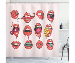 Pierced Tongue Teeth Braces Shower Curtain