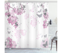 Spring Motif Outline Shower Curtain