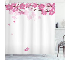 Falling Flower Motif Shower Curtain