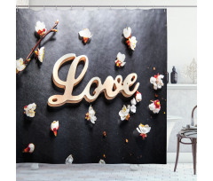 Love Sign Wooden Shower Curtain