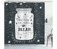 Grunge Style Stars Foliage Shower Curtain