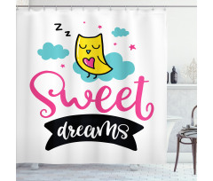 Nursery Sleppy Owl Design Shower Curtain