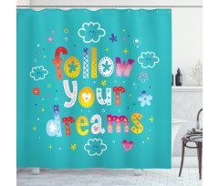 Childish Style Funny Clouds Shower Curtain