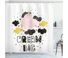 Unicorn in the Sky with Stars Shower Curtain