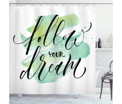 Green Brush Stoke Watercolor Shower Curtain