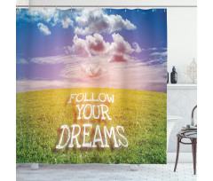 Green Field with Open Sky Shower Curtain