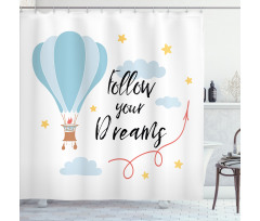 Hot Air Balloon Stars Clouds Shower Curtain