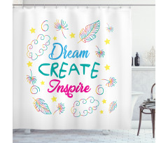 Dream Create Inspire Leaves Shower Curtain