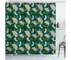 Cartoonish Flowers Butterfly Shower Curtain