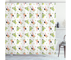 Crocodile Flamingo Doodle Shower Curtain