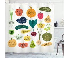 Plant Fruit Vegetable Slogan Shower Curtain