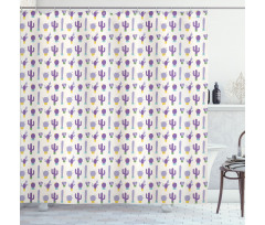 Purple Smiling Cactus Faces Shower Curtain