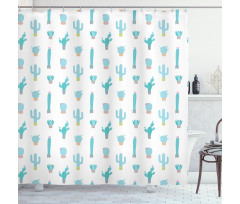Cactus Life Turquoise Hues Shower Curtain