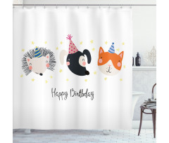 Hedgehog Cat Cursive Shower Curtain