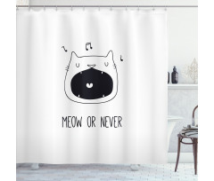 Meow or Never Word Fangs Shower Curtain