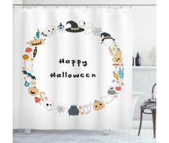 Happy Halloween Sketch Shower Curtain